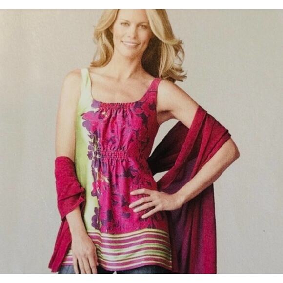 CAbi 100% Silk Sleeveless Colorful Blouse Top Style #103 Women's Size Small - Picture 1 of 7